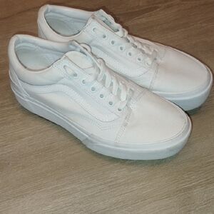 Vans Old School Platform White Sneakers Men's Size 8.5 Women's Size 10